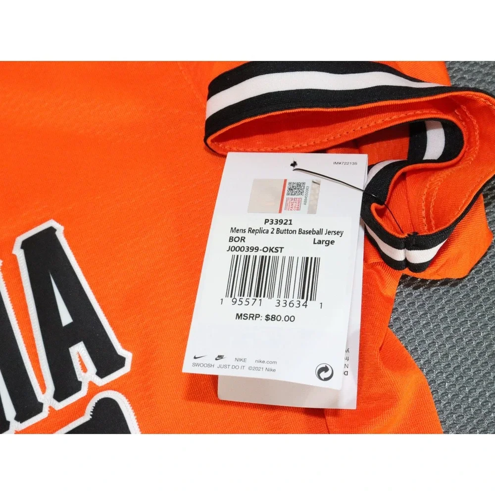 Nike Dri-Fit‎ 2 Button Oklahoma State Cowboys Orange NCAA Baseball Jersey Mens L